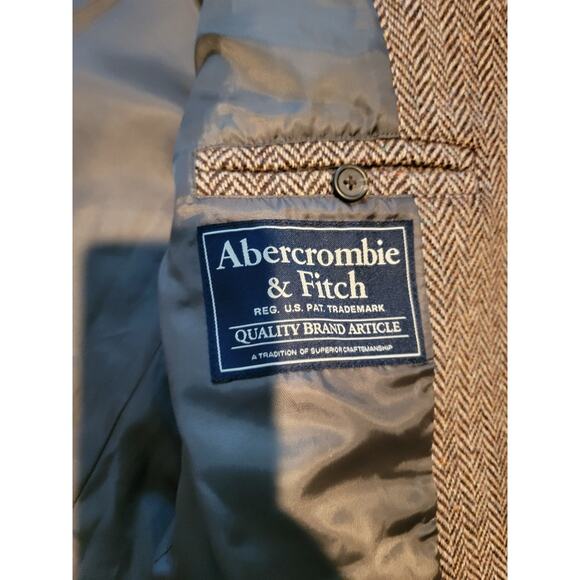 VTG Abercrombie & Fitch Harris Tweed Sport Coat Blazer Wool Men's Sz XL Brown - Picture 5 of 13